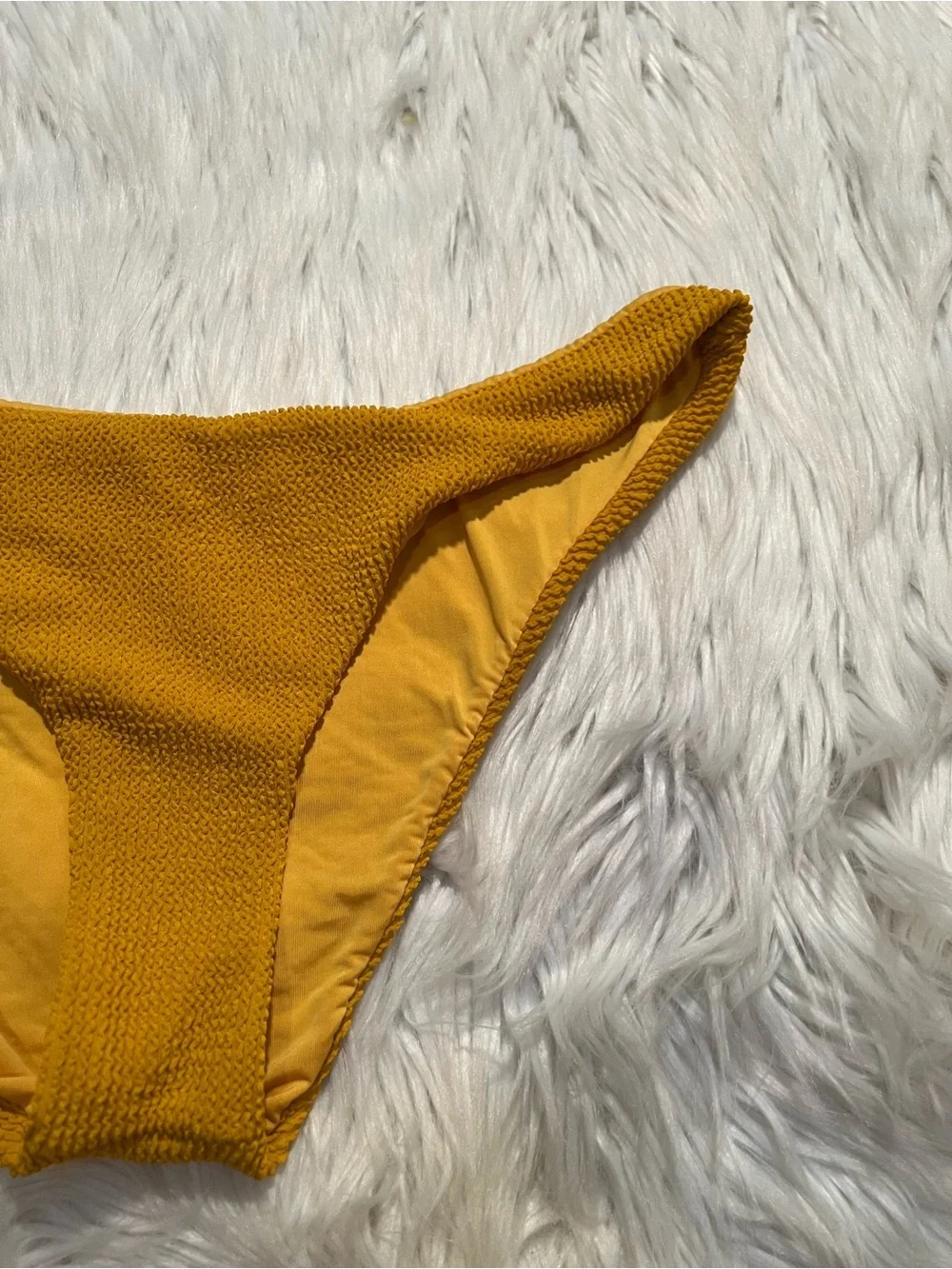 Women's Swim Bottoms Bikini Bottoms Mustard Yellow Textured Stretch Low Rise